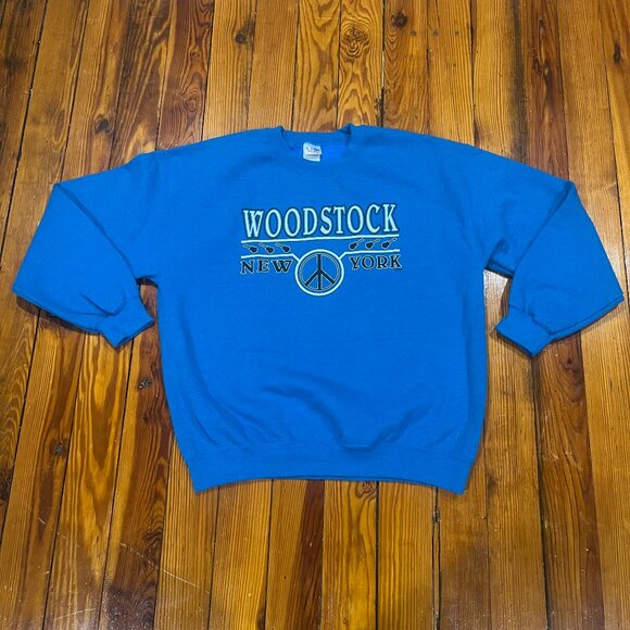 Woodstock New York 1999 Crewneck Sweatshirt Blue Gildan Heavy Men Size Large